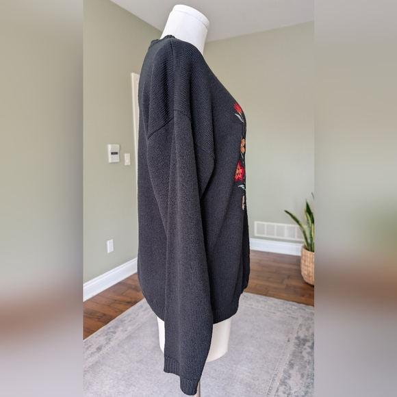 Vintage Carroll Reed Woman's Cardigan Cottagecore Folk Floral Embroidered Size L - Picture 3 of 13